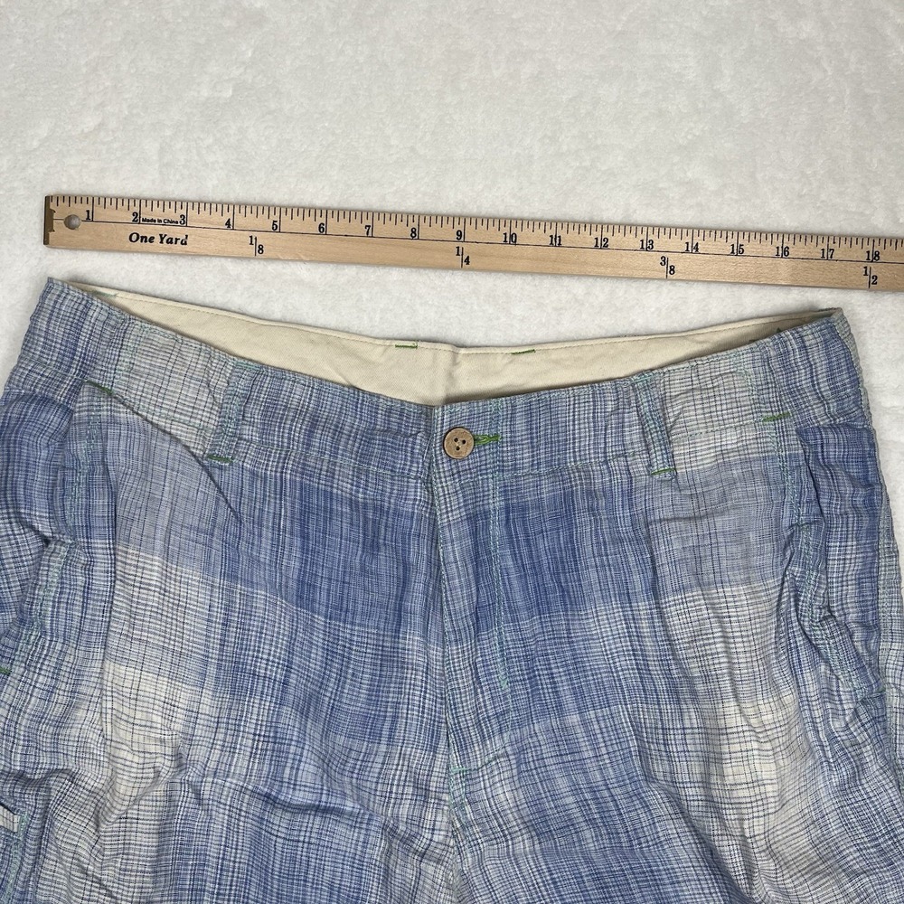 Tommy Bahama Linen Shorts 35x11 Men's Blue Plaid Flat Front 5 Pocket Seersucker - Picture 7 of 11